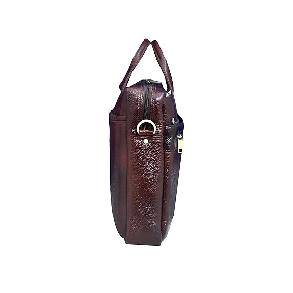 Catelina Genuine Leather Office Laptop Bag for Men – Premium Dark Brown Business Briefcase with Front Zipper Pocket & Shoulder Strap – Executive Work Messenger Bag