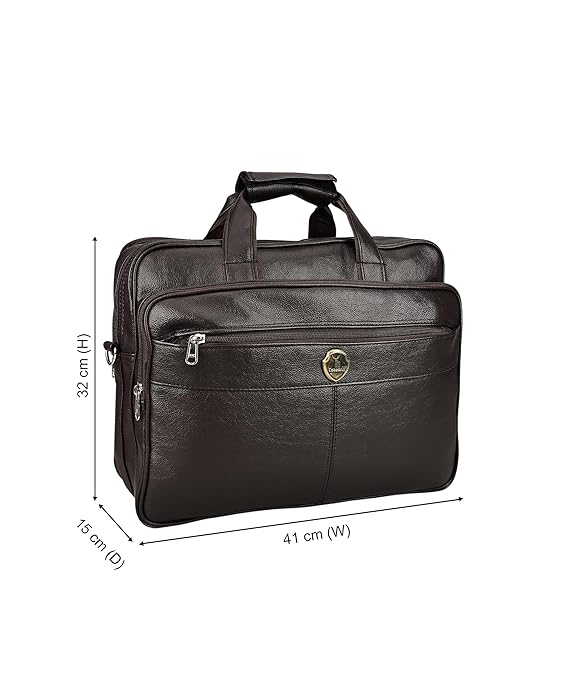 Catelina Men's Brown Premium Rexine Laptop Briefcase Bag – Office & Business Handbag with Shoulder Strap and Multiple Compartments by Cactuss