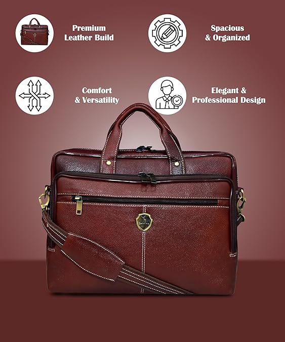 Catelina Premium Genuine Leather Laptop Briefcase – Stylish & Functional Business Messenger Bag for Professionals & Travelers Global Trading 100% Pure Genuine Leather Travel Briefcase Laptop bag