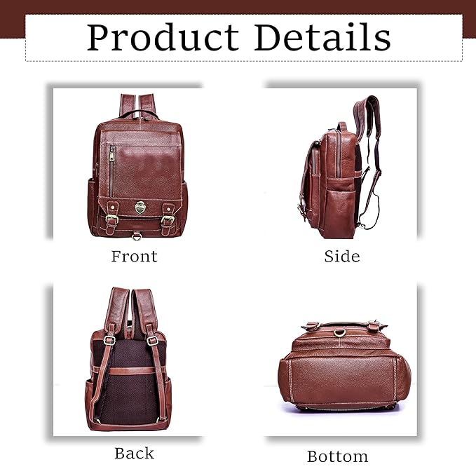 Catelina Genuine Leather Backpack | Vintage Brown Laptop Bag for Men | Office & Travel Bag with Multiple Compartments
