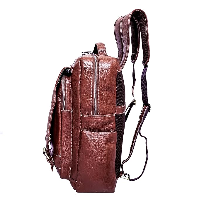 Catelina Genuine Leather Backpack | Vintage Brown Laptop Bag for Men | Office & Travel Bag with Multiple Compartments
