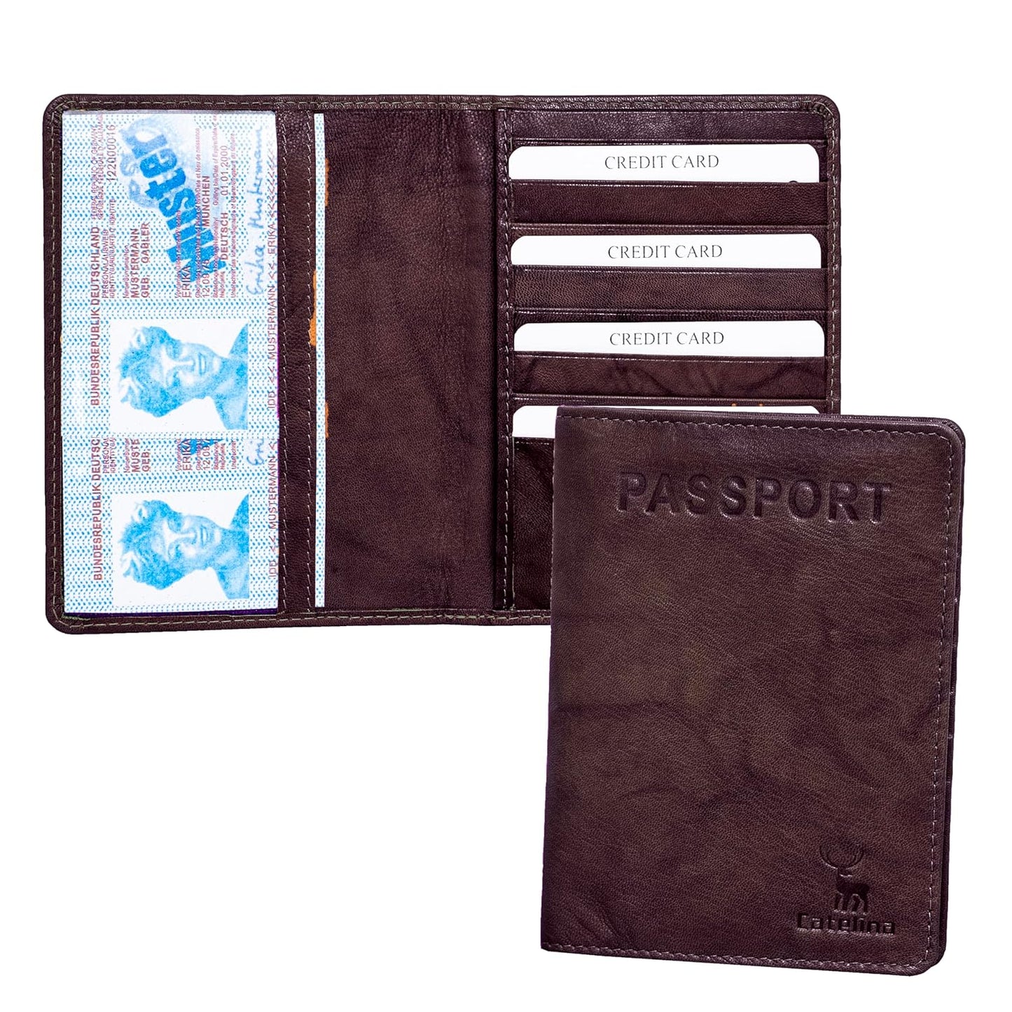 Stylish Brown Goat Leather Passport Holder Wallet for Men & Women | Travel Passport Cover Non-RFID Protected Design | Stylish Travel Accessories Pouch | International Essentials