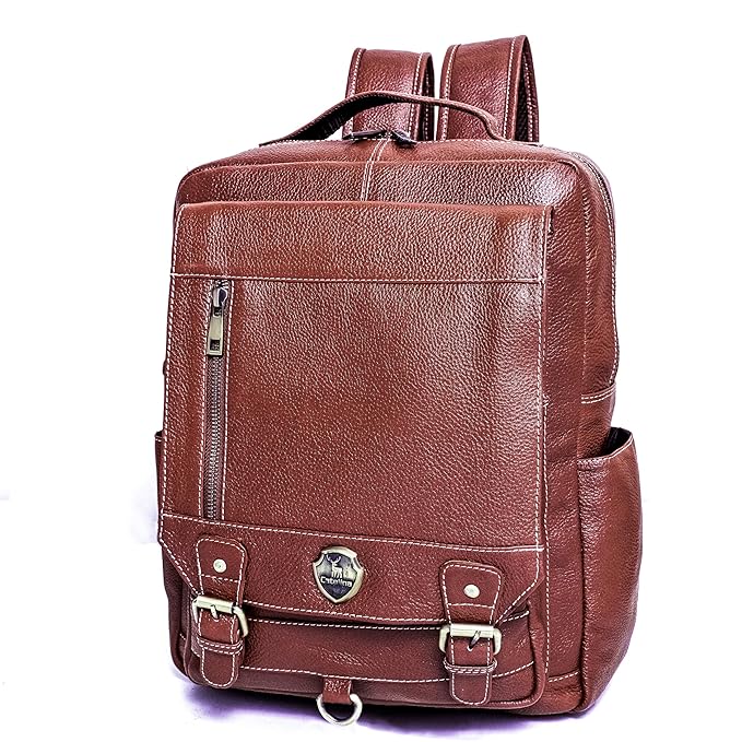Catelina Genuine Leather Backpack | Vintage Brown Laptop Bag for Men | Office & Travel Bag with Multiple Compartments
