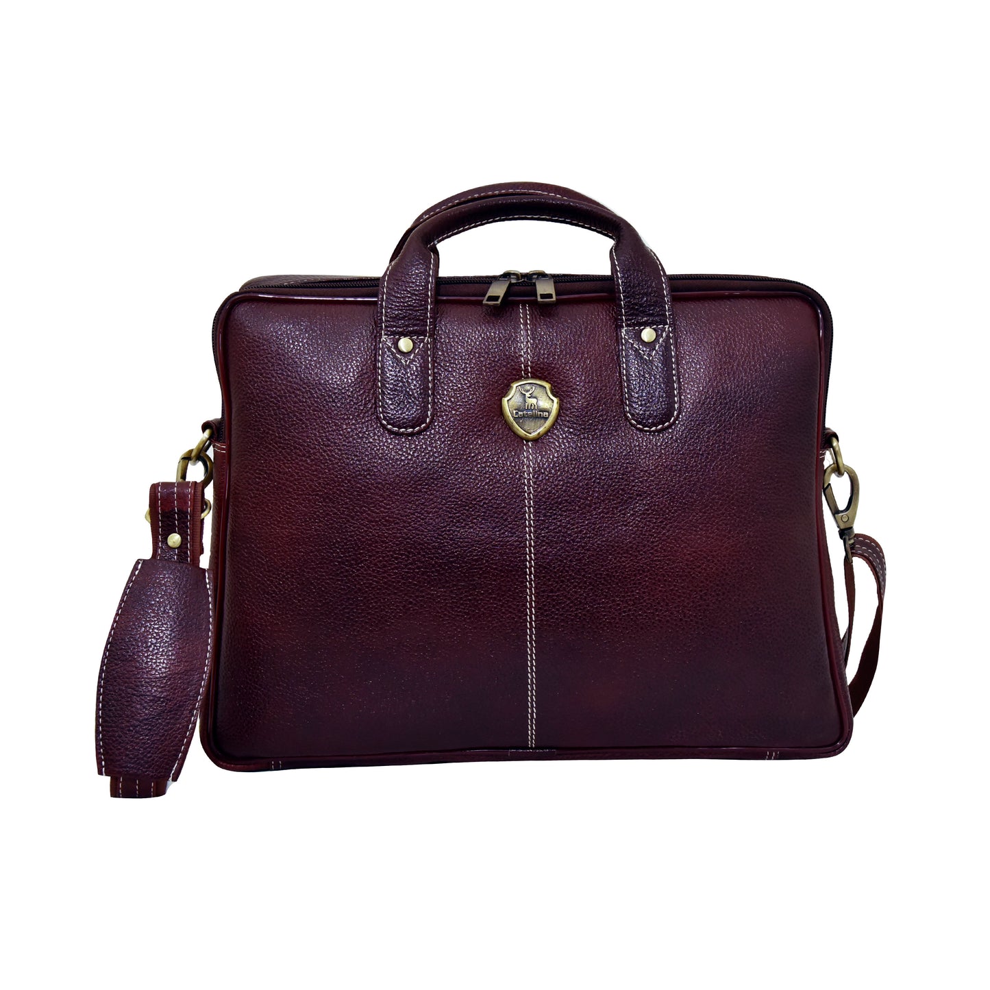 Catelina Genuine Leather Laptop Bag for Men – Premium Dark Brown Office Briefcase with Shoulder Strap & Top Handle – Stylish Executive Business Messenger Bag