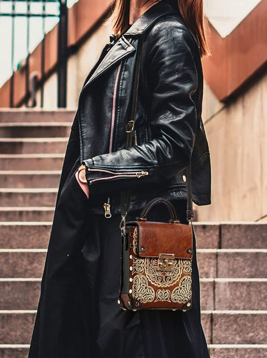 Handicrafted Ladies Sling hand bag brown