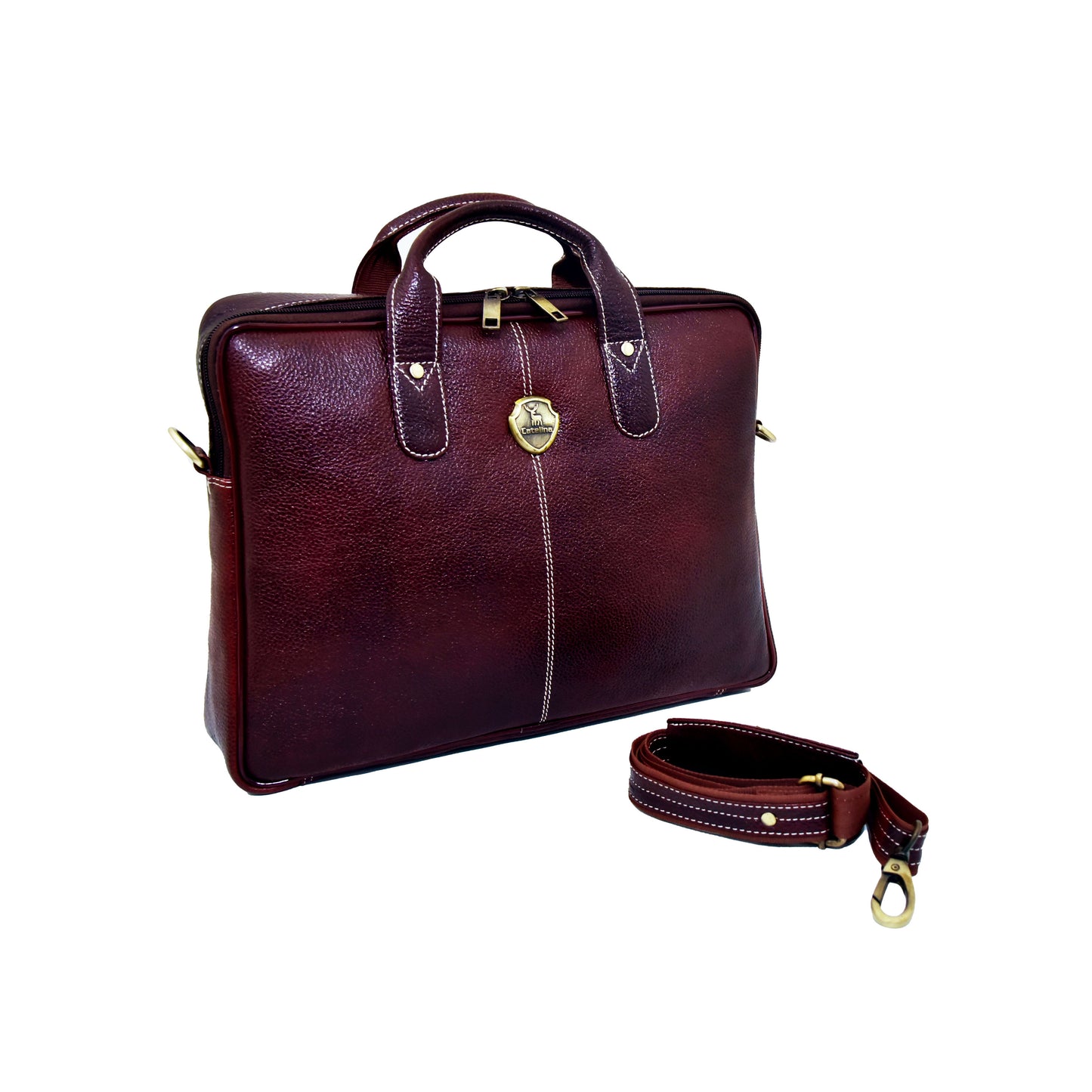 Catelina Genuine Leather Laptop Bag for Men – Premium Dark Brown Office Briefcase with Shoulder Strap & Top Handle – Stylish Executive Business Messenger Bag