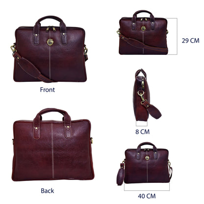 Catelina Genuine Leather Laptop Bag for Men – Premium Dark Brown Office Briefcase with Shoulder Strap & Top Handle – Stylish Executive Business Messenger Bag