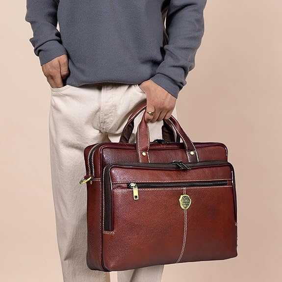 Catelina Premium Genuine Leather Laptop Briefcase – Stylish & Functional Business Messenger Bag for Professionals & Travelers Global Trading 100% Pure Genuine Leather Travel Briefcase Laptop bag