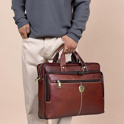 Catelina Premium Genuine Leather Laptop Briefcase – Stylish & Functional Business Messenger Bag for Professionals & Travelers Global Trading 100% Pure Genuine Leather Travel Briefcase Laptop bag