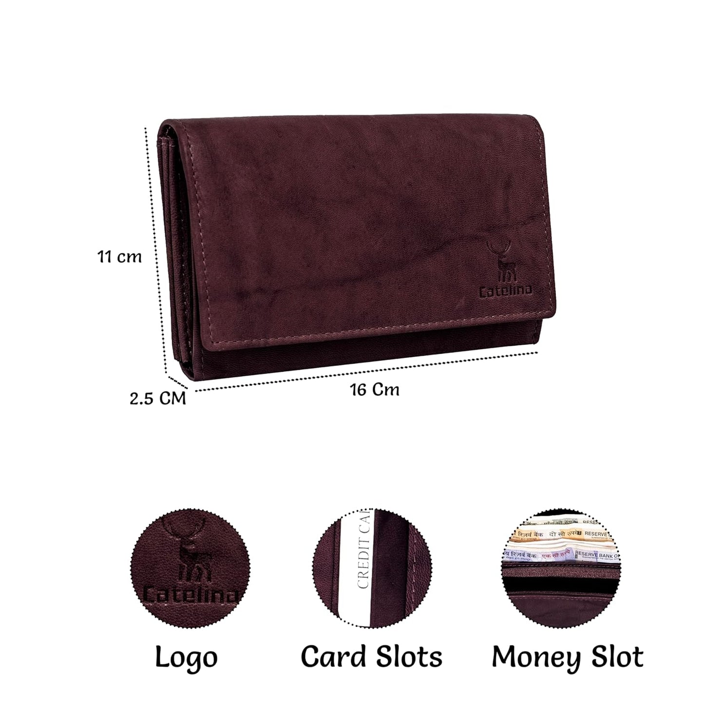 Catelina Stylish Hand Purse for Women | Goat Leather Wallet, Ladies Clutch, Branded Purse | Women's Handbag & Green Wallet | Elegant Purse for Women for Daily & Party Use