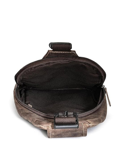 Catelina Hunter Leather Sling Bag – Premium Crossbody Chest Bag for Travel, Work & Everyday Use Crossbody Shoulder Bag with Multiple Pockets, Brown