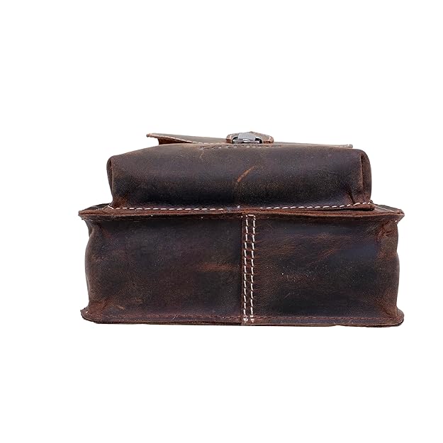 Catelina Hunter Leather Crossbody Sling Bag for Men – Vintage Brown Small Shoulder Pouch with Buckle – Rugged Genuine Leather Travel Messenger Bag
