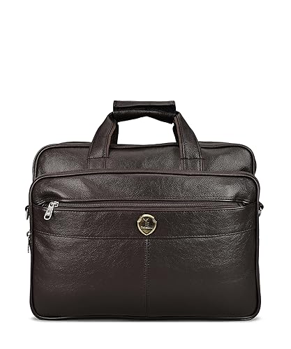 Catelina Men's Brown Premium Rexine Laptop Briefcase Bag – Office & Business Handbag with Shoulder Strap and Multiple Compartments by Cactuss