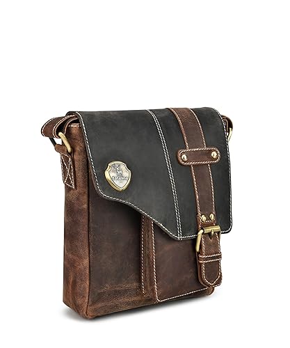 Vintage Hunter Leather Sling Bag for Men – Casual Crossbody Messenger Bag with Adjustable Strap, Magnetic Buckle & Secure Compartments – Rustic Shoulder Bag for Travel, Work, Office, Daily Use