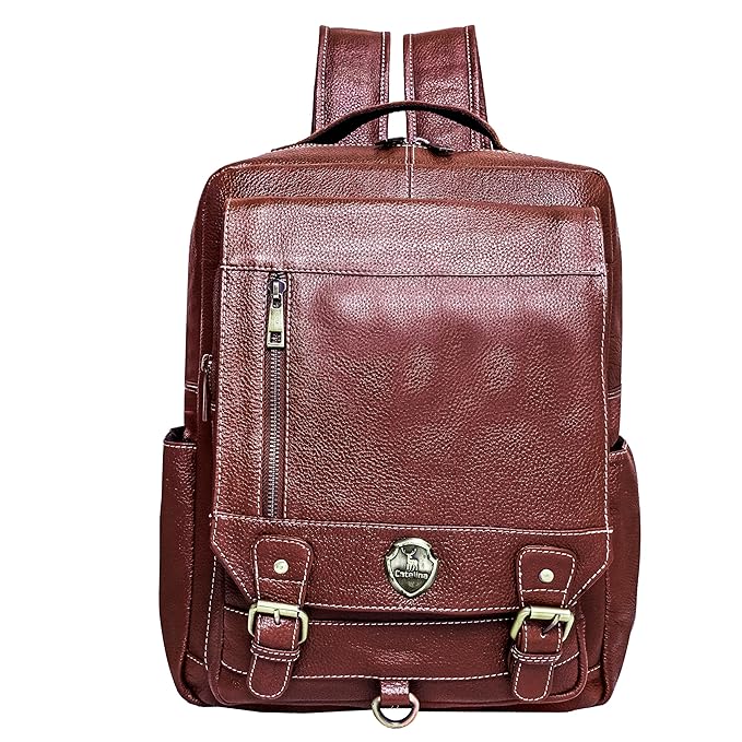 Catelina Genuine Leather Backpack | Vintage Brown Laptop Bag for Men | Office & Travel Bag with Multiple Compartments