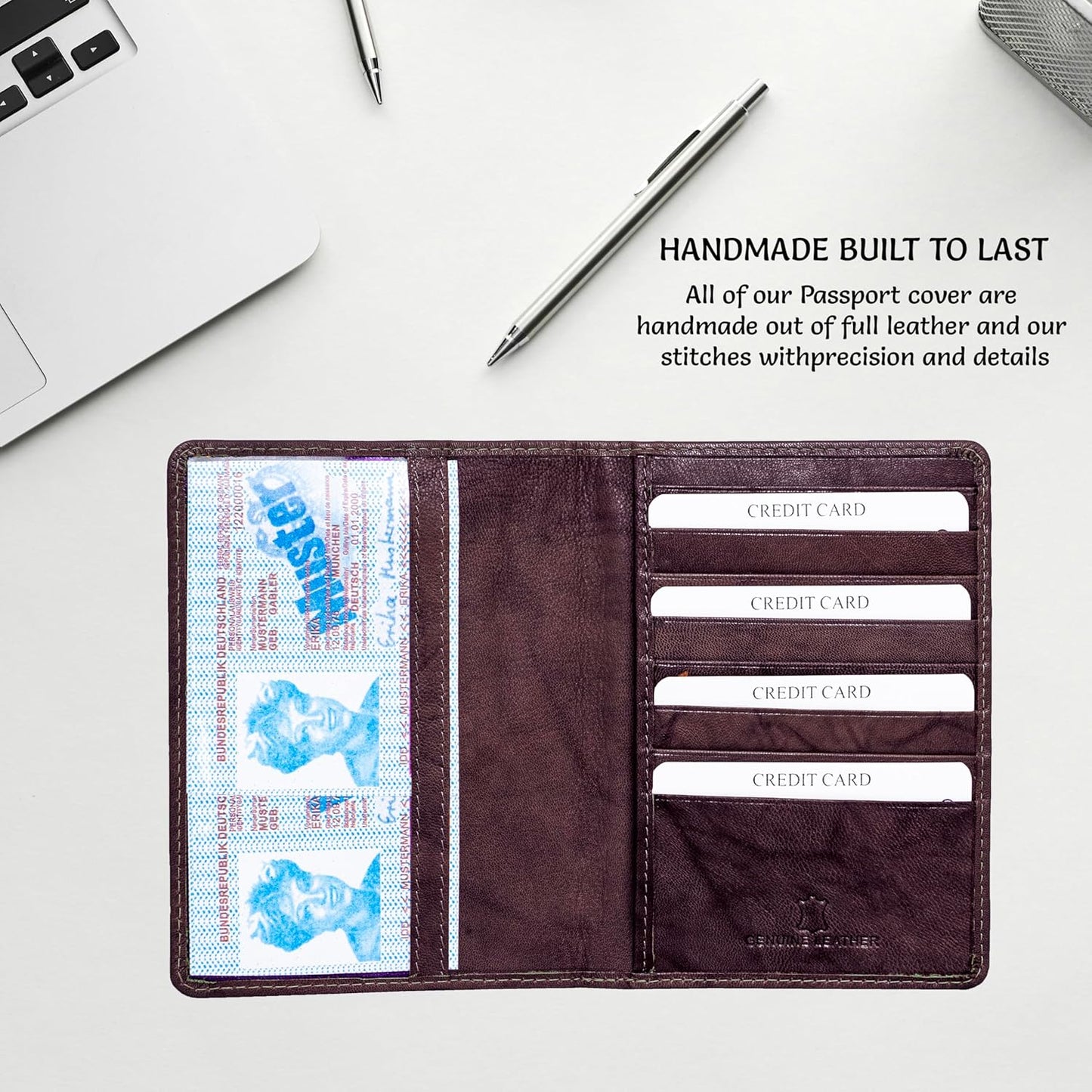 Stylish Brown Goat Leather Passport Holder Wallet for Men & Women | Travel Passport Cover Non-RFID Protected Design | Stylish Travel Accessories Pouch | International Essentials