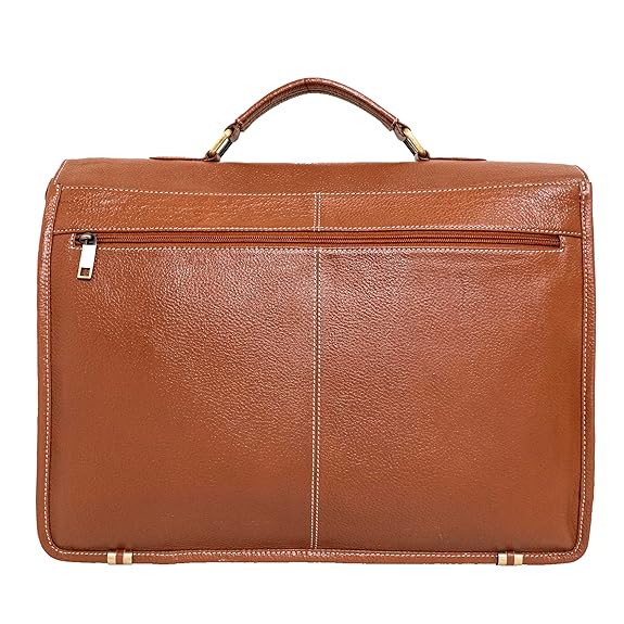 Catelina Premium Genuine Leather Office Bag for Men – Professional Laptop Briefcase with Handle – Black Executive Messenger Bag with Buckle Closure & Multiple Compartments 15.6 Inch