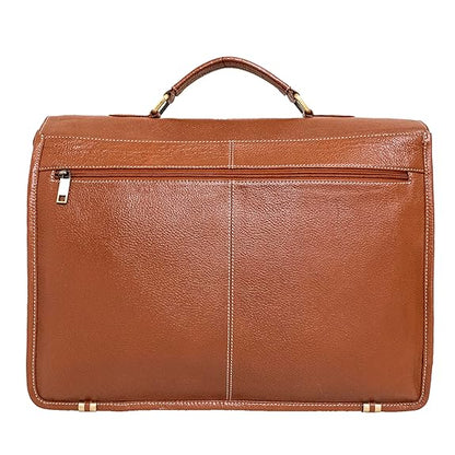Catelina Premium Genuine Leather Office Bag for Men – Professional Laptop Briefcase with Handle – Black Executive Messenger Bag with Buckle Closure & Multiple Compartments 15.6 Inch