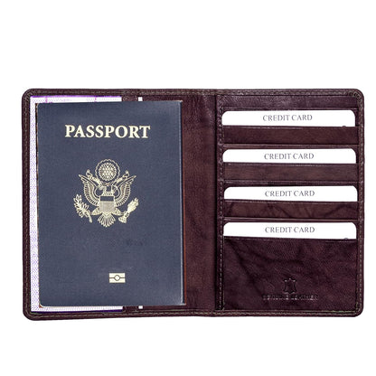 Stylish Brown Goat Leather Passport Holder Wallet for Men & Women | Travel Passport Cover Non-RFID Protected Design | Stylish Travel Accessories Pouch | International Essentials