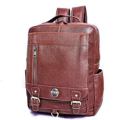 Catelina Genuine Leather Backpack | Vintage Brown Laptop Bag for Men | Office & Travel Bag with Multiple Compartments