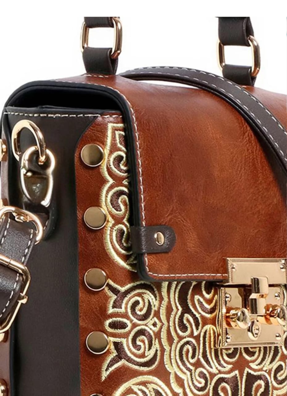 Handicrafted Ladies Sling hand bag brown