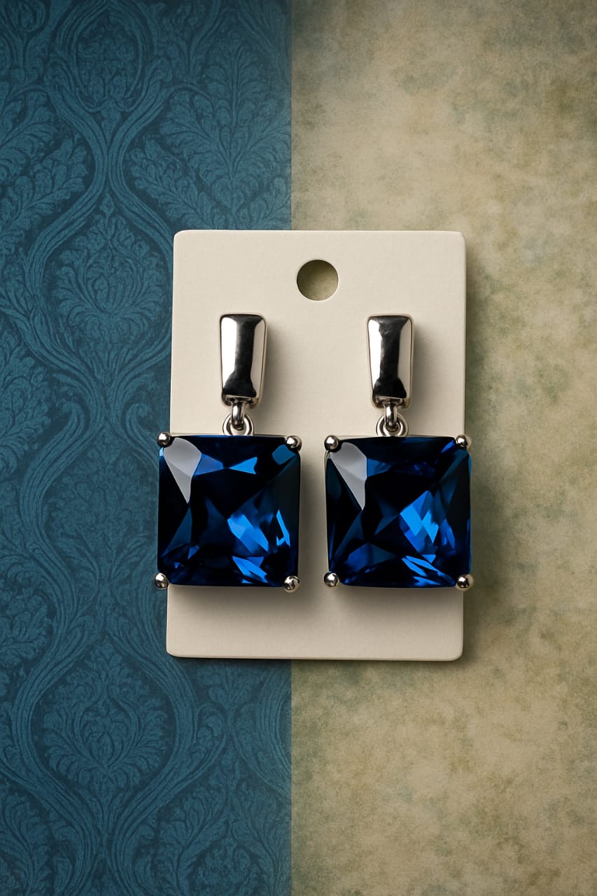 American Daimond Earings In Sappire Blue