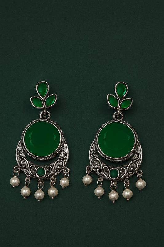 American Daimond Earings In emarald green